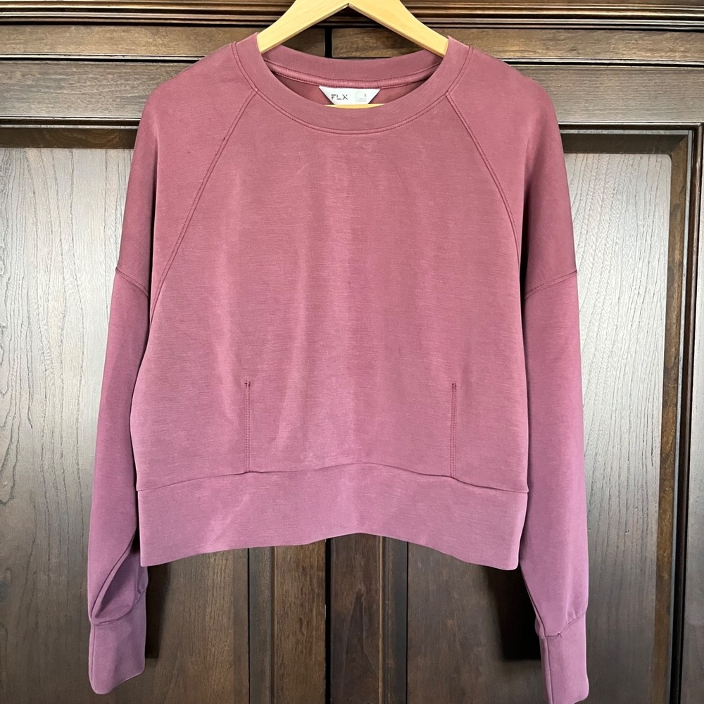 FLX Cropped Sweatshirt Womens Size S Workout Wear Lounge Casual Comfort Soft
